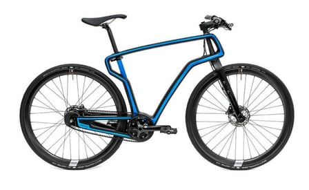 Image shows the Arevo bicycle which was 3D printed with carbon fibre reinforced composite using web-based software