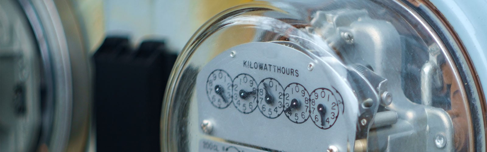 Electric meter measuring kilowatt hours. 