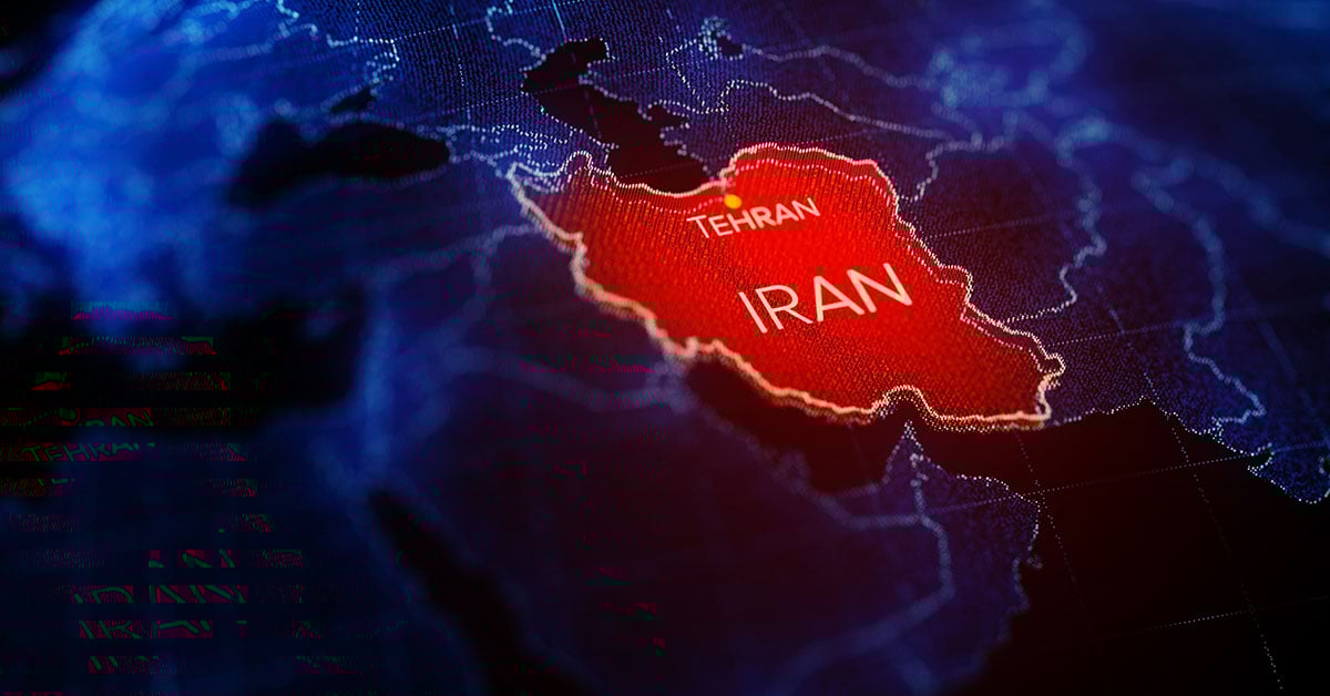 3d illustration, Middle east region map with Iran