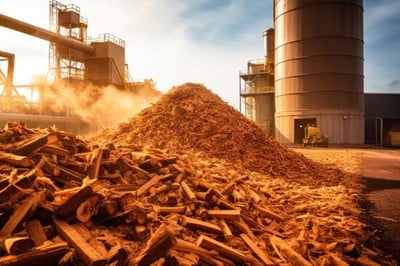Wood chips as an example of a biomass feedstock for biofuel.