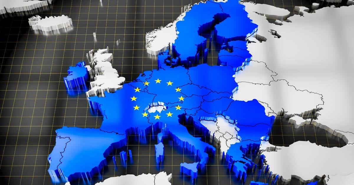 Map of the European Union (EU).