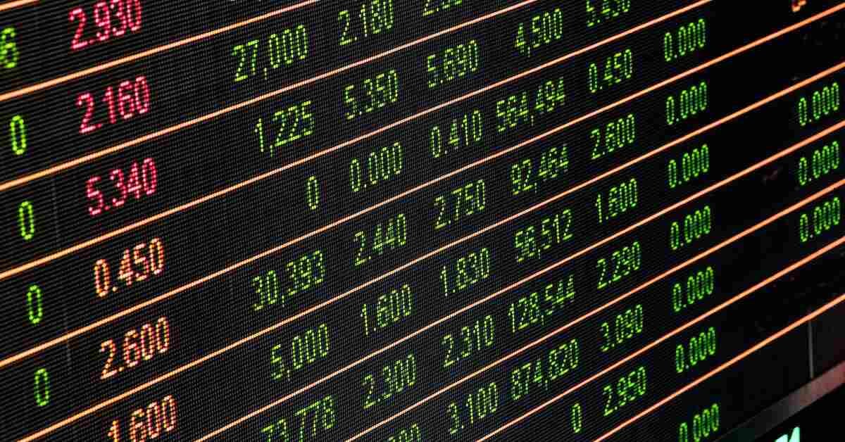 List of commodity pricing on a digital screen.