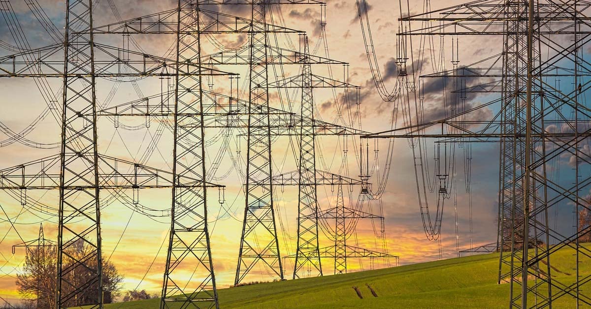 Electricity lines connecting power to rural communities.