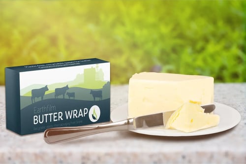 Earthfilm's plastic-free and recyclable butter wrap.