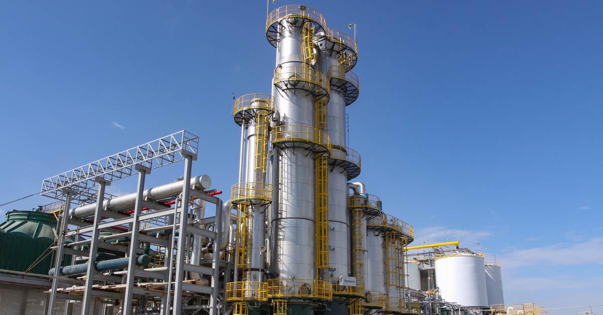 A factory for the production of ethanol-based biofuel.