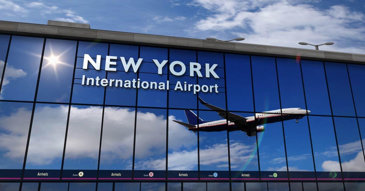 Front of JFK, New York International Airport, where SAF adoption is increasing.