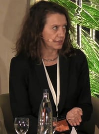 Silvia-Maltagliati of the EU Commission pictured on stage at the European Bioplastics Conference in Berlin in December 2023. 