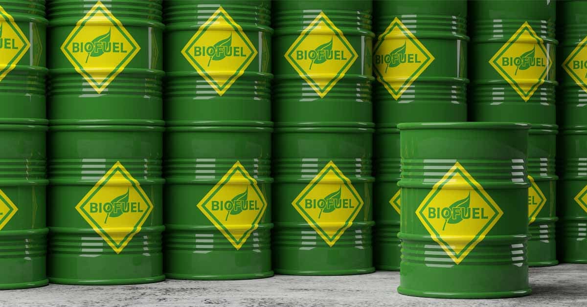 Biofuel barrels containing renewable diesel for use in the US.