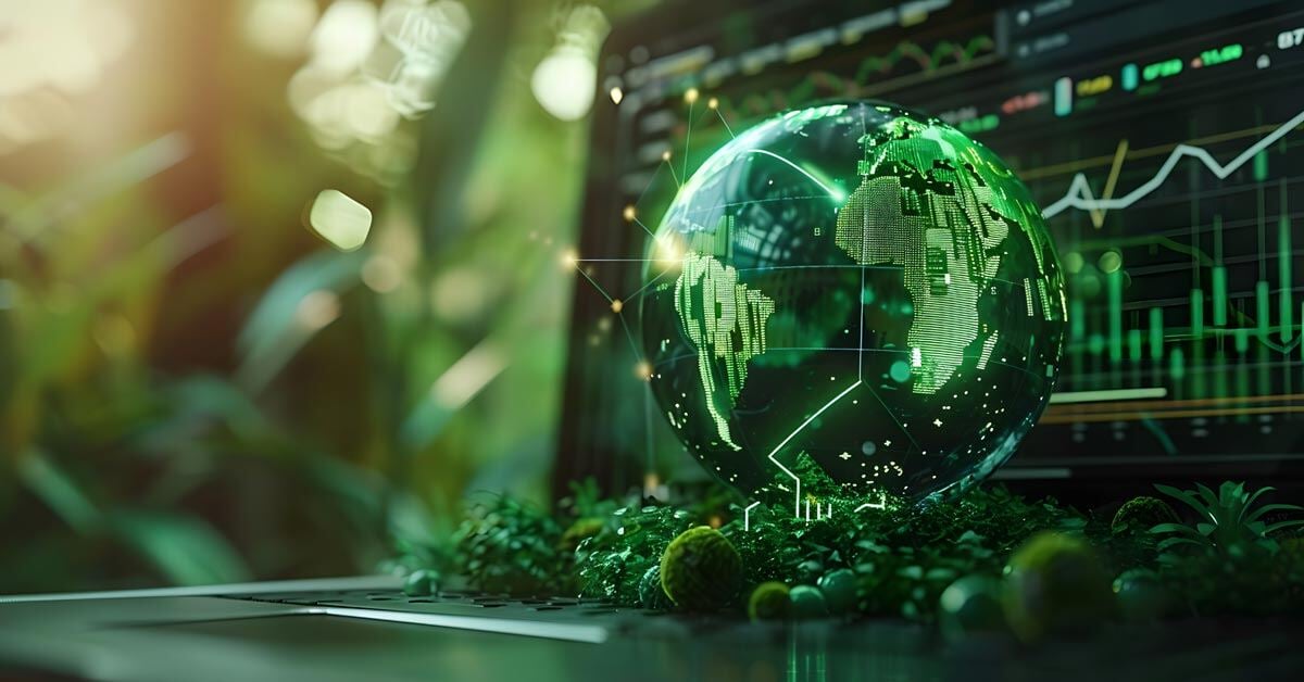 A globe sits in front of several line charts, denoting the biofuels and feedstocks market.