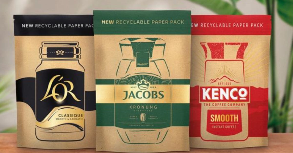 JDE Peets recyclable paper packaging. 