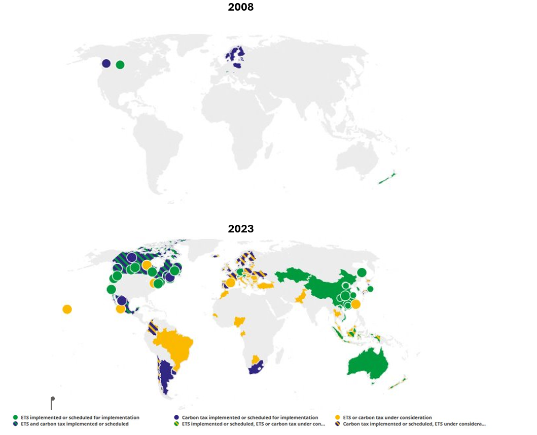 Comparison map of 2008 ESG regulations vs 2023 regulations.