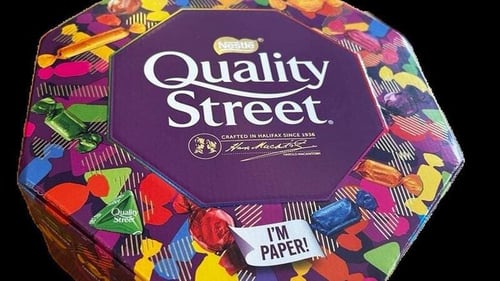 Smurfit Westrock's Nestle paper tub quality street sweets.