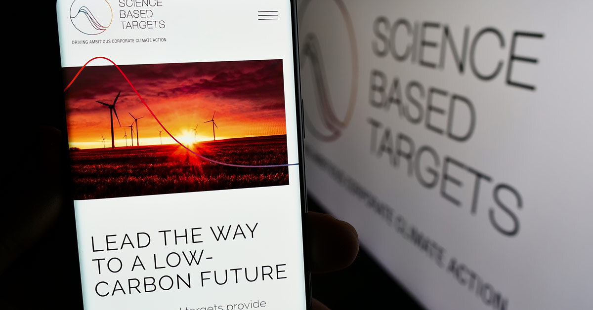 A computer monitor screen with Science Based Targets initiative (SBTi) page open with 