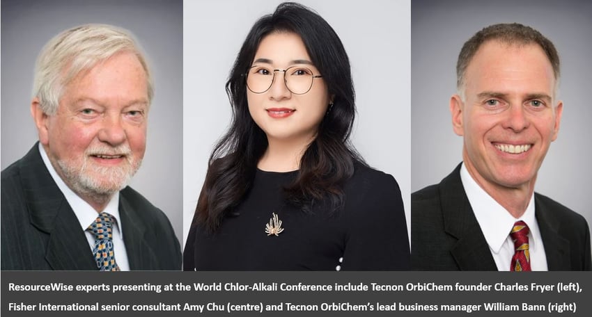 Headshots of the ResourceWise experts taking the podium at the 26th World Chlor-alkali Conference.