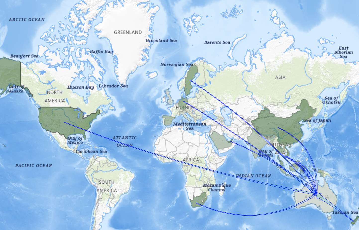 Forestat Global Geographic Trade Flow Map