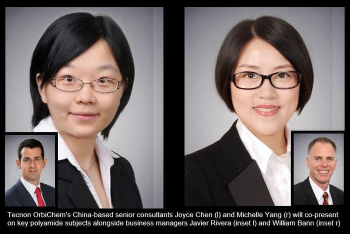 Image shows the speaker team from Tecnon OrbiChem for the 19th China Polyamide and Intermediates Forum event in March 2022