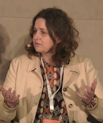 Karin Molenveld from Wageningen University & Research pictured on stage at the European Bioplastics Conference in December 2023.
