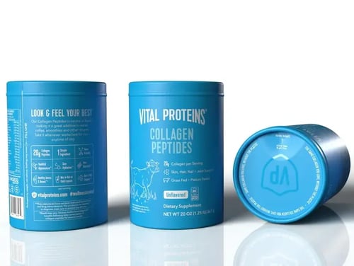 Three Nestle paper cansiters for Vital Proteins.