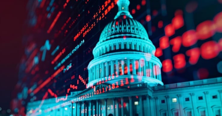 US Capitol with statistics and numbers indicating the biofuel market.
