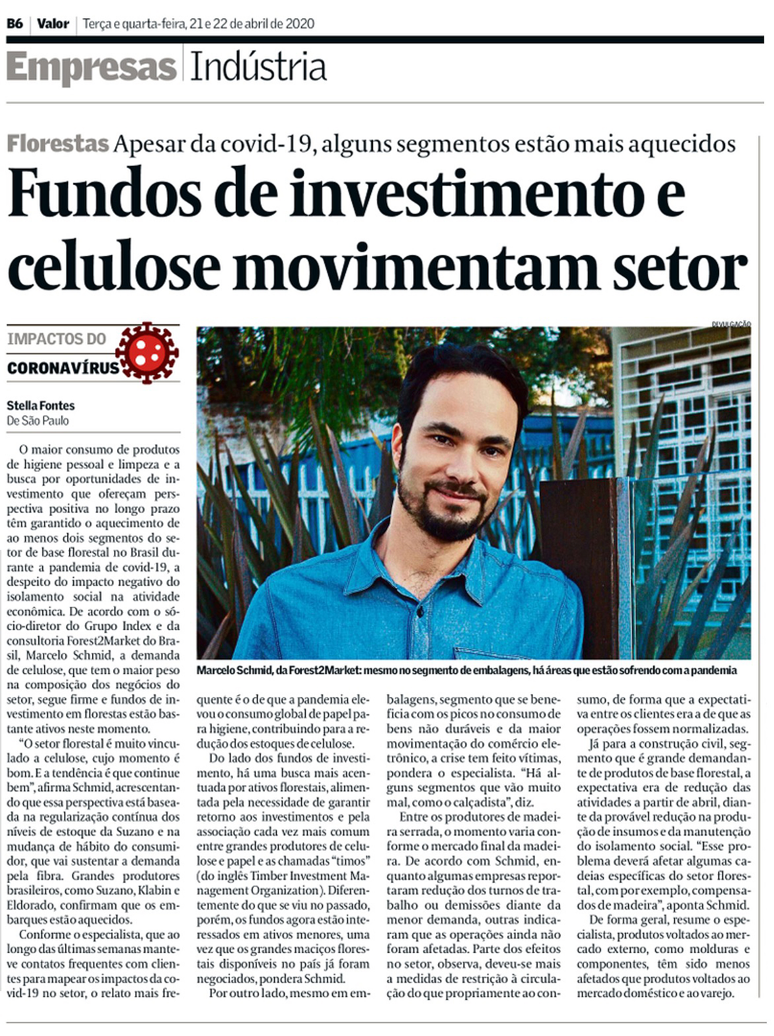 Diretor da Forest2Market do Brasil fala à imprensa sobre os efeitos do COVID-19