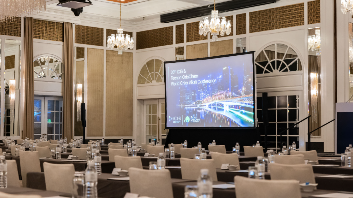 A scene from the conference room in which the 26th World Chlor-alkali Conference was held in 2023. 