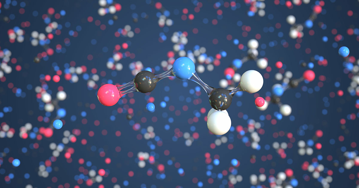 3D rendering of a methyl isocyanate molecule