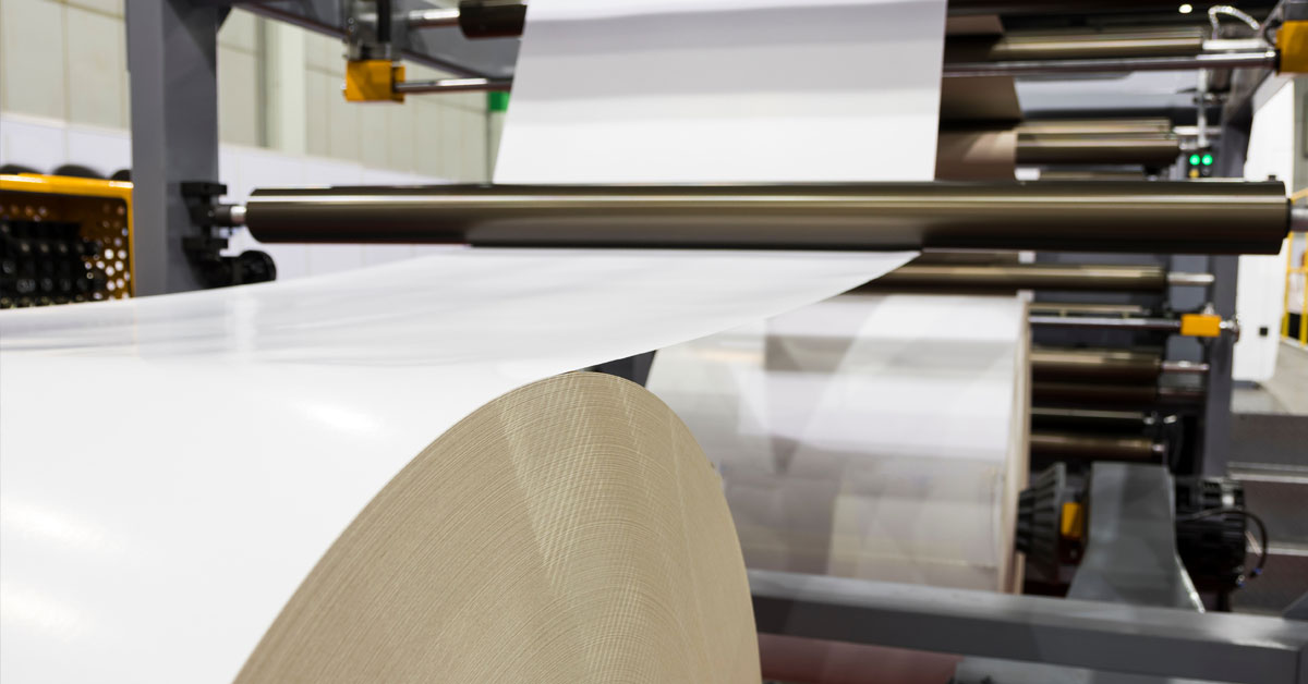Roll of paper in a papermill. 