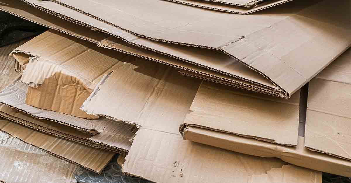 Stack of old corrugated container boxes.