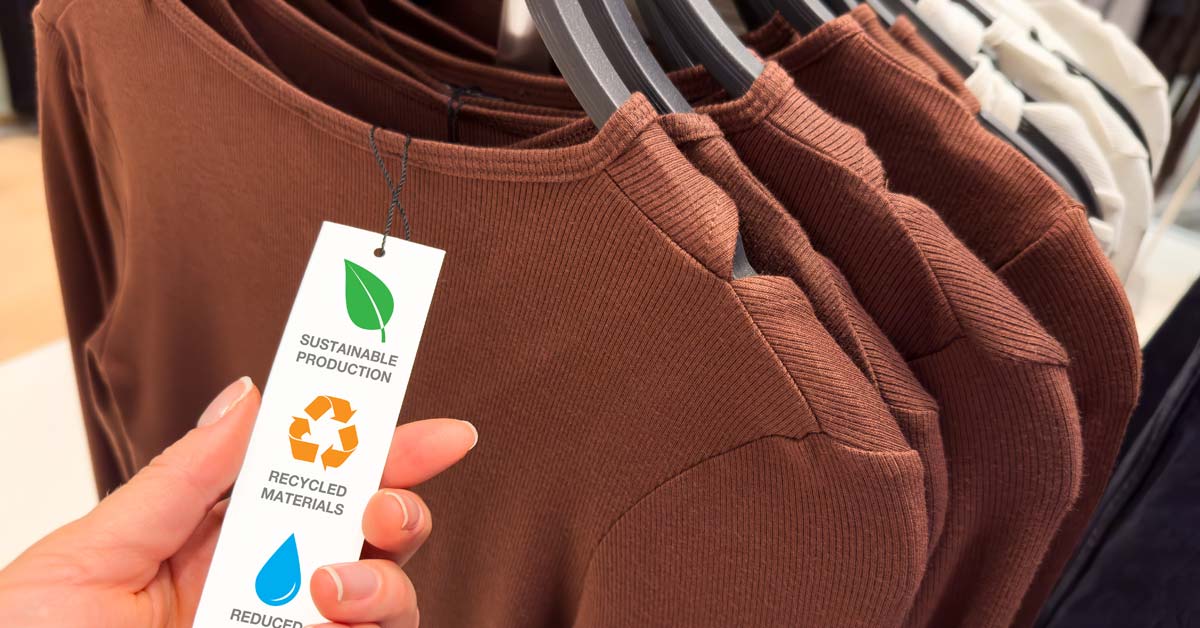 Brown shirt that was made from sustainably sourced materials from the chemical industry. 