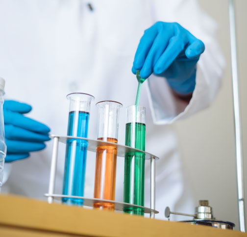 Test tubes showing the process of making BPA. 