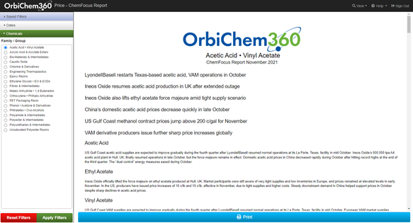 Screenshot of OrbiChem360 platform. 